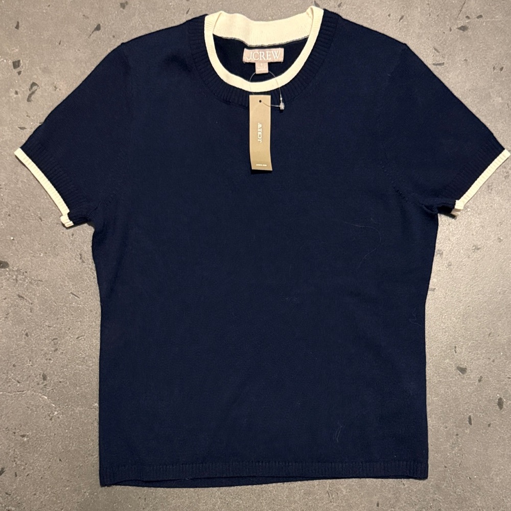 Carolyn layered sweater-tee in merino wool navy size small
